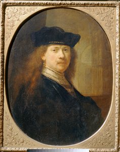 Rembrandt iförd kockmössa mot en arkitektonisk bakgrund ... av Rembrandt Harmensz. van Rijn