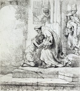 Return of the Prodigal Son (penna och bläck på papper) av Rembrandt van Rijn