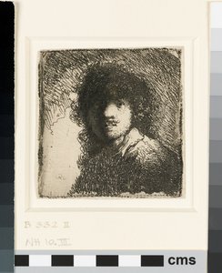 Självporträtt barhuvad: byst, ca 1629 (etsning) av Rembrandt van Rijn