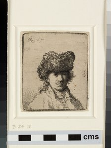 Självporträtt i pälsmössa av Rembrandt van Rijn