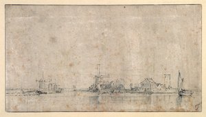 The Amstel at the Omval, c.1650-53 (penna & bläck med tvätt på papper) av Rembrandt Harmensz. van Rijn