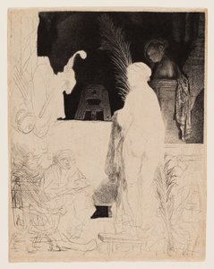 The Artist Drawing from the Model, c.1639 (etsning och torrnål på polerat papper) av Rembrandt Harmensz. van Rijn