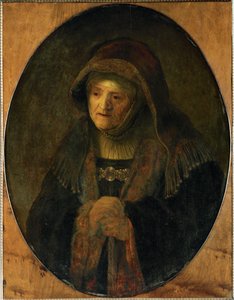 Konstnärens mor som profetissan Hannah (olja på ek) av Rembrandt Harmensz. van Rijn