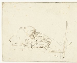 Saskia sjuk i sängen av Rembrandt van Rijn (copy after)