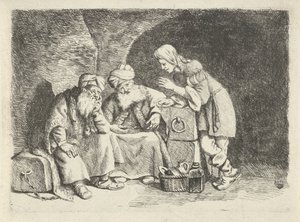 Josef förklarar bagarens och munskänkens drömmar av Rembrandt van Rijn (follower of)