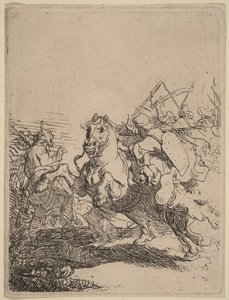 En kavalleristrid av Rembrandt van Rijn