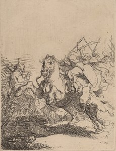 En kavalleristrid, ca. 1632. av Rembrandt van Rijn