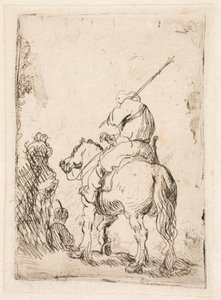 En soldat med turban till häst av Rembrandt van Rijn
