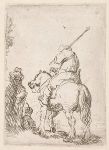 En soldat med turban till häst av Rembrandt van Rijn