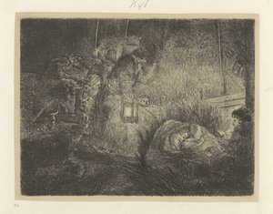 Aanbidding der herders: nachtstuk Samling av åttiofem originaltryck (serietitel) av Rembrandt van Rijn
