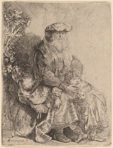 Abraham smeker Isaac av Rembrandt van Rijn