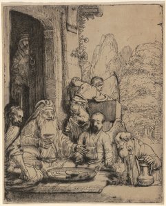 Abraham underhåller änglarna av Rembrandt van Rijn