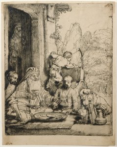 Abraham tar emot änglarna av Rembrandt van Rijn
