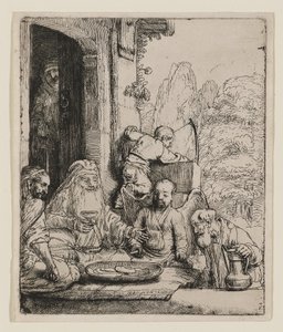 Abraham tar emot änglarna av Rembrandt van Rijn