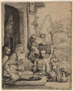 Abraham tar emot änglarna av Rembrandt van Rijn