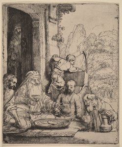 Abraham tar emot änglarna av Rembrandt van Rijn