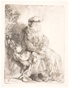 Abraham smeker Isak av Rembrandt van Rijn
