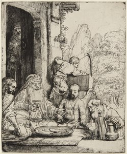 Abraham tar emot änglarna av Rembrandt van Rijn