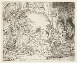 Herdarnas tillbedjan med lampan av Rembrandt van Rijn