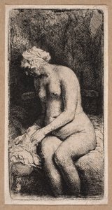 En skulptur av en kvinna ”med fötterna nedsänkta i vatten” av Rembrandt van Rijn