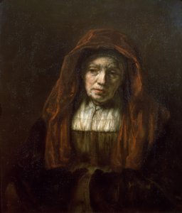 Gammal kvinna med en huvudduk av Rembrandt van Rijn