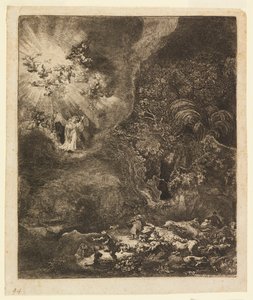 Ängel som visar sig för herdarna av Rembrandt van Rijn