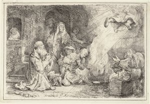 Ängel som avgår från Tobias familj, 1641 av Rembrandt van Rijn