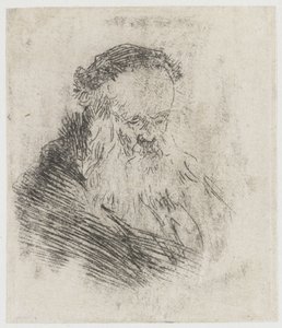 Skäggig äldre man med hög panna av Rembrandt van Rijn
