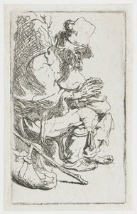 En tiggare som värmer händerna av Rembrandt van Rijn