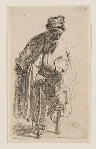 Tiggare med ett träben av Rembrandt van Rijn