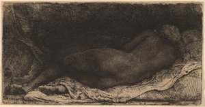 Svart kvinna som ligger ner av Rembrandt van Rijn
