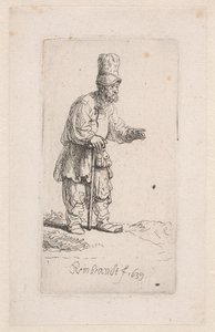 Bonde lutad på en pinne av Rembrandt van Rijn