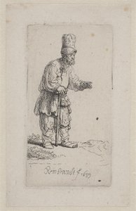 Bonde lutad på en pinne av Rembrandt van Rijn