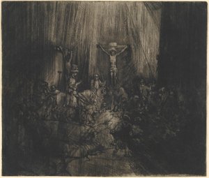 Kristus korsfäst mellan de två tjuvarna (De tre korsen) av Rembrandt van Rijn