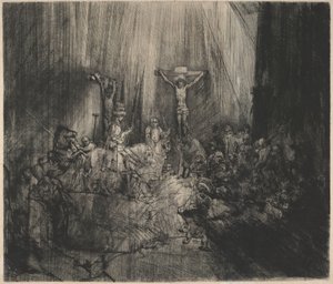 Kristus korsfäst mellan de två tjuvarna (De tre korsen) av Rembrandt van Rijn