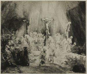 Kristus korsfäst mellan de två tjuvarna: "De tre korsen" av Rembrandt van Rijn