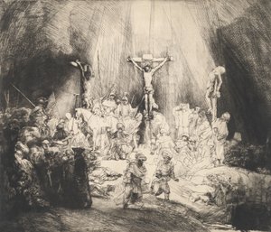 Kristus korsfäst mellan de två tjuvarna De tre korsen, 1653. av Rembrandt van Rijn
