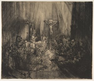 Kristus korsfäst mellan de två tjuvarna: De tre korsen, ca. 1660. av Rembrandt van Rijn