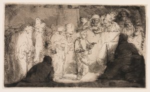 Kristus disputerar med läkarna: en skiss av Rembrandt van Rijn