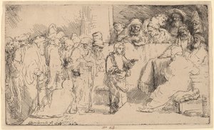 Kristus disputerar med läkarna: en skiss av Rembrandt van Rijn