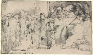 Kristus i diskussion med de skriftlärda: en skiss av Rembrandt van Rijn
