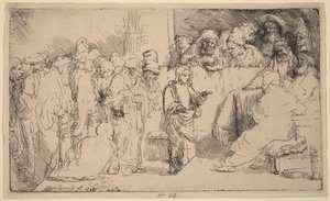 Kristus i diskussion med de skriftlärda: en skiss av Rembrandt van Rijn