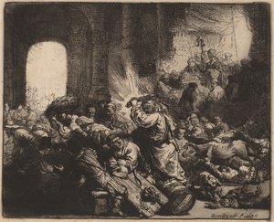 Kristus driver växlarna från templet av Rembrandt van Rijn