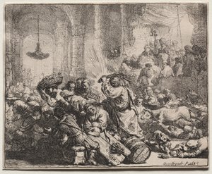 Kristus driver växlarna från templet av Rembrandt van Rijn