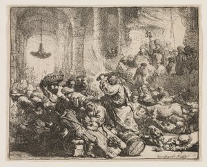 Kristus driver växlarna från templet av Rembrandt van Rijn