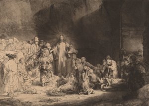 Kristus predikar de hundra guldens tryck, ca. 1649. av Rembrandt van Rijn