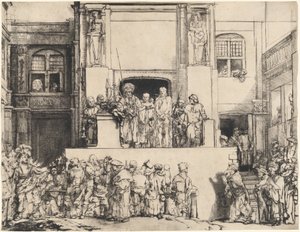 Kristus presenteras för folket: avlång tallrik av Rembrandt van Rijn