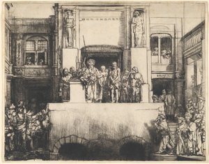 Kristus presenteras för folket: avlång tallrik av Rembrandt van Rijn