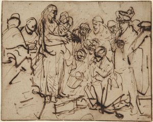 Kristus och den äktenskapsbrytande kvinnan av Rembrandt van Rijn