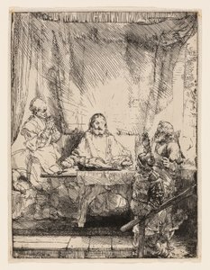 Kristus i Emmaus: Den större tallriken av Rembrandt van Rijn